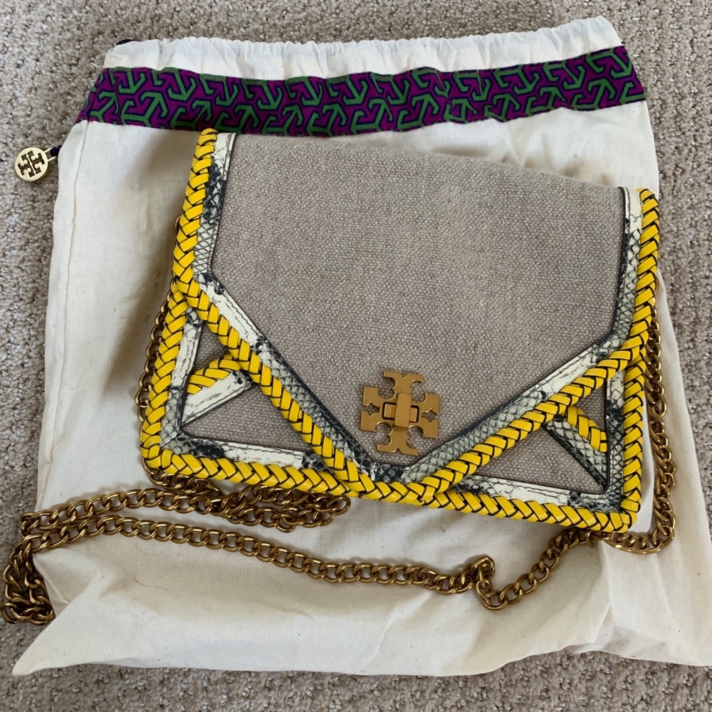 Tory Burch Kira Braided Crossbody Satchel Purse
